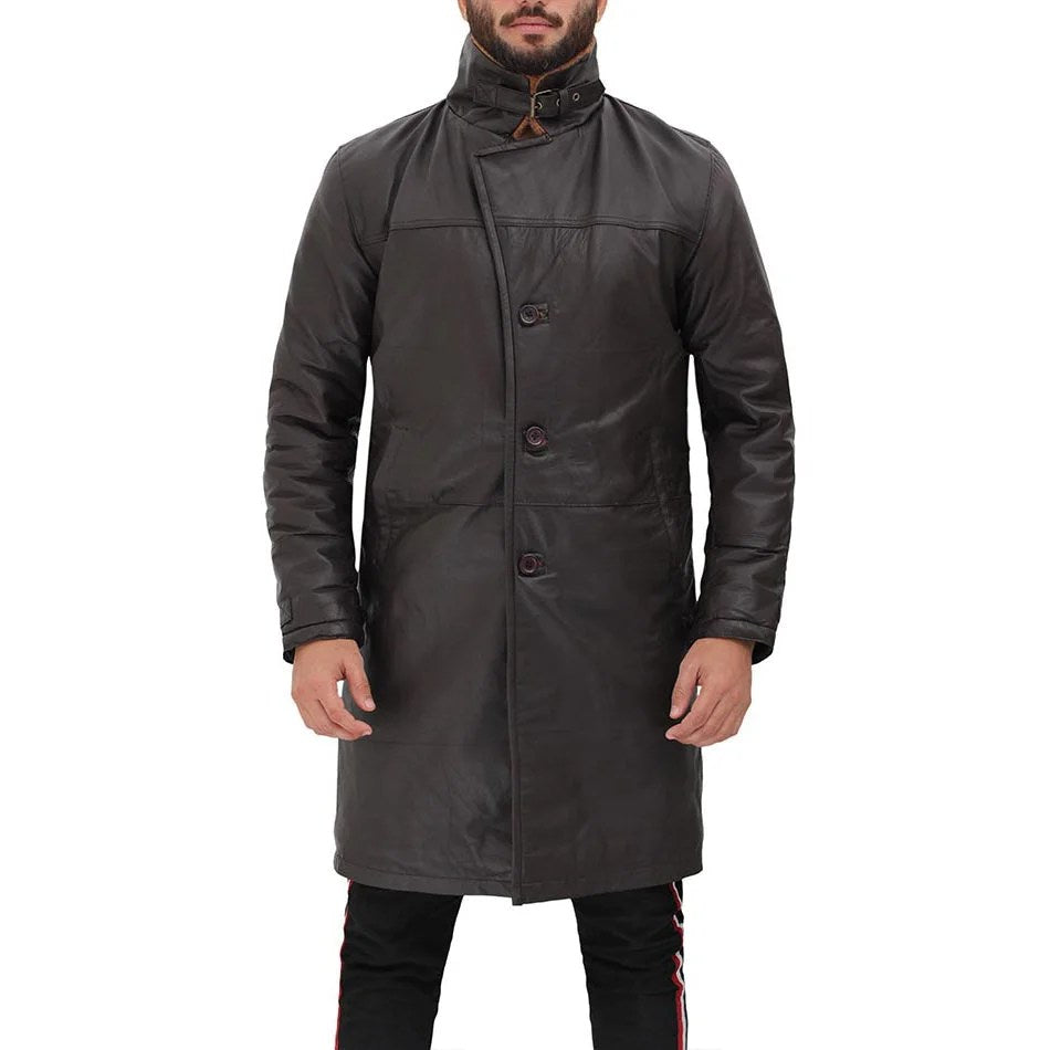 Dark Brown Shearling Leather Coat Mens - XL