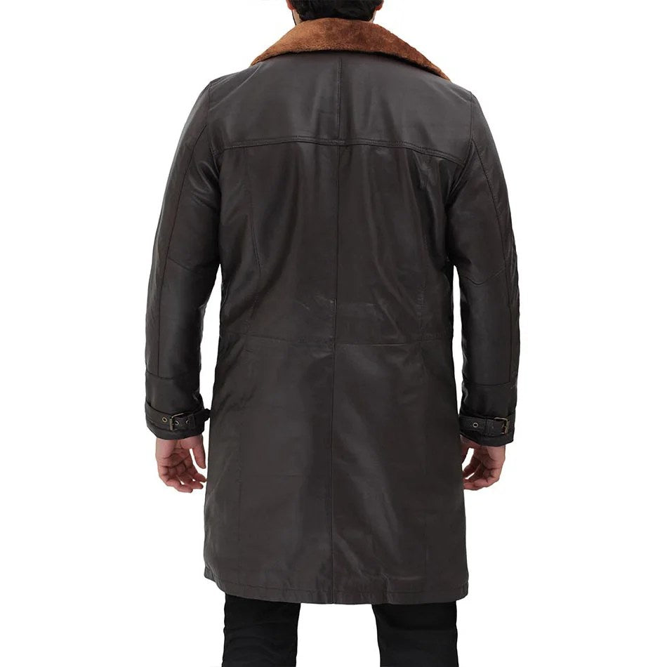 Dark Brown Shearling Leather Coat Mens